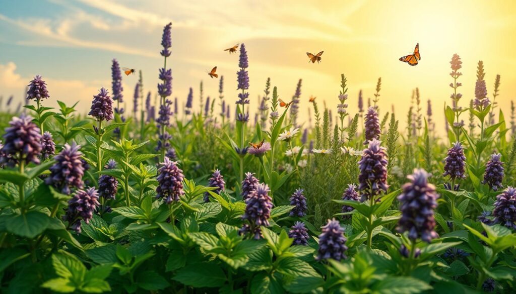 mint and pollinator plants