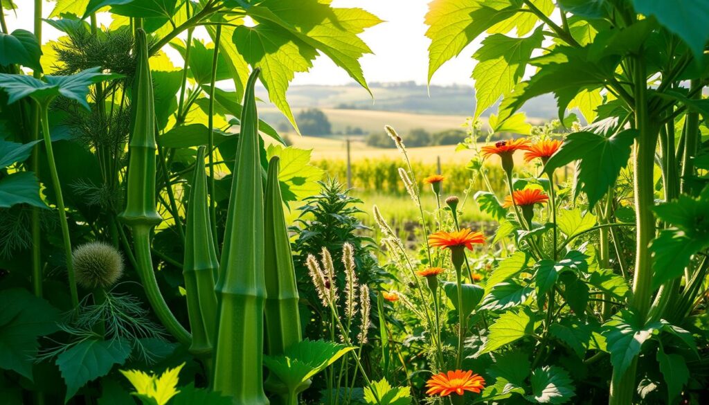okra garden companions