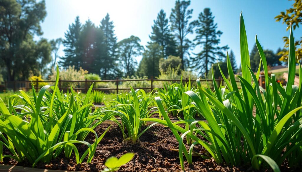 organic gardening with green onions