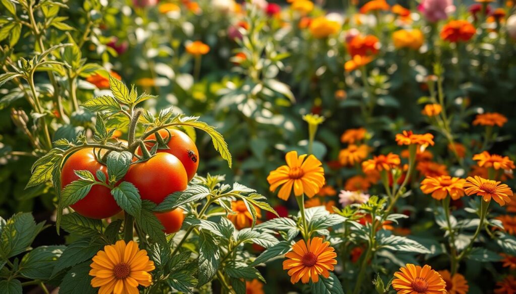 organic pest management with tomato companion plants
