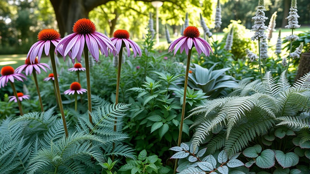 partial sun coneflower companions