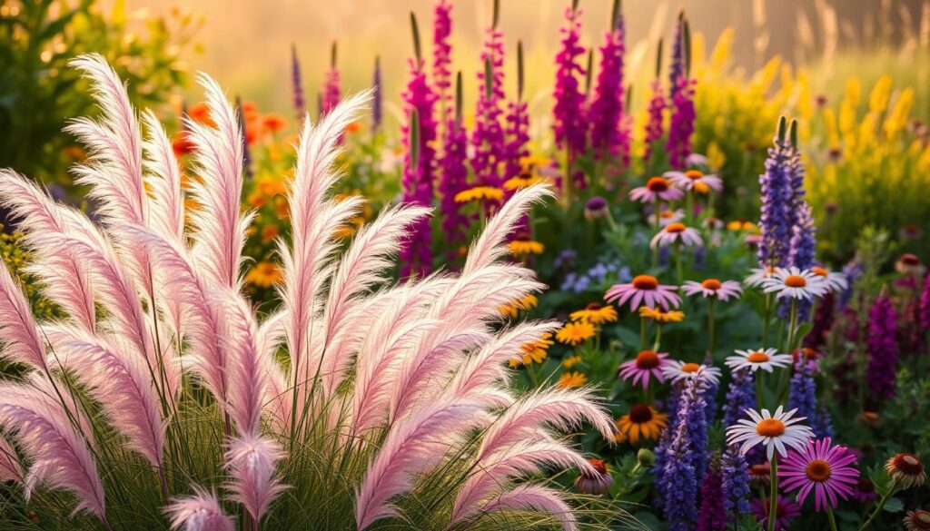 pink muhly grass companion plant