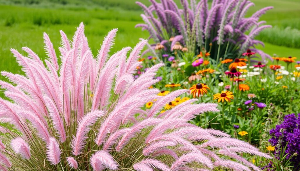 pink muhly grass companion plant
