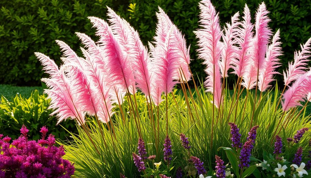 pink muhly grass in garden design