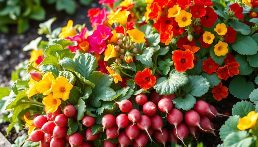 radishes and nasturtiums in companion planting