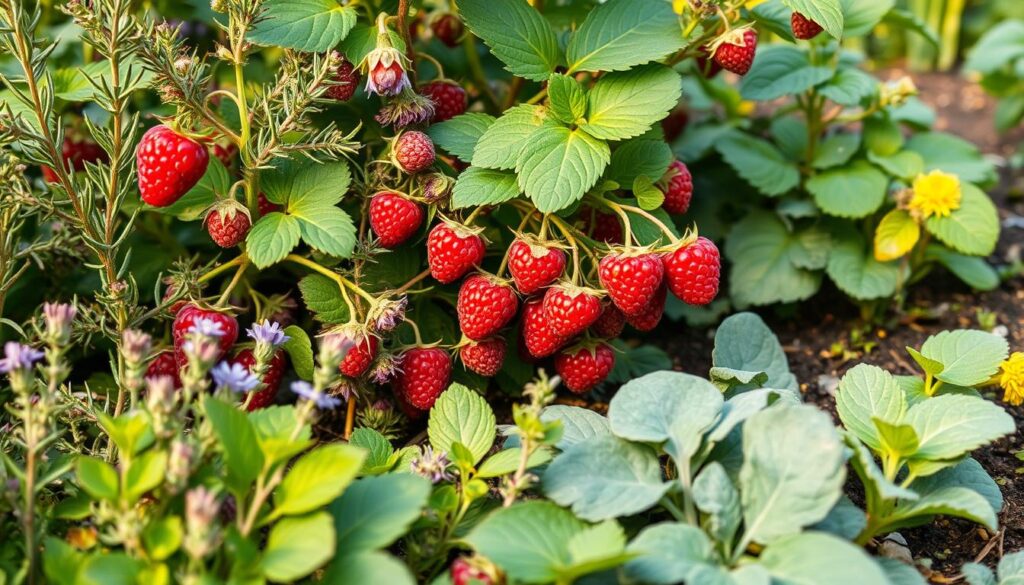 raspberry plant companion species