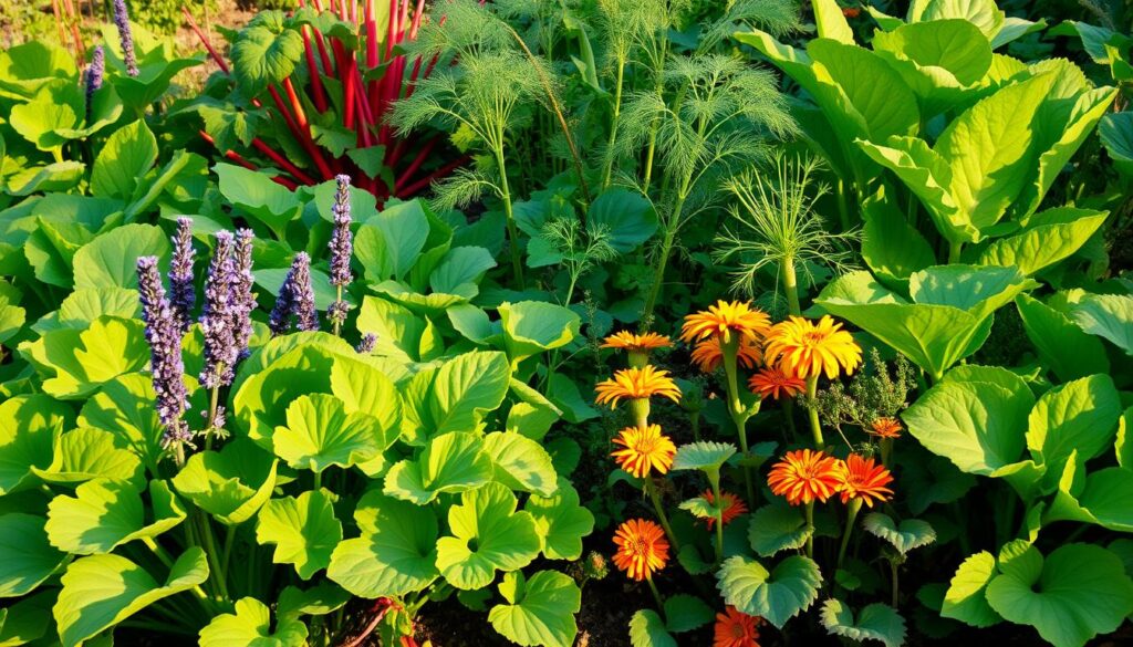 rhubarb garden companions