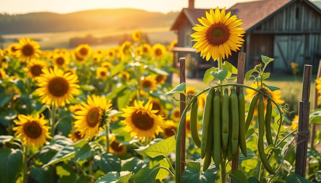 sunflowers and beans