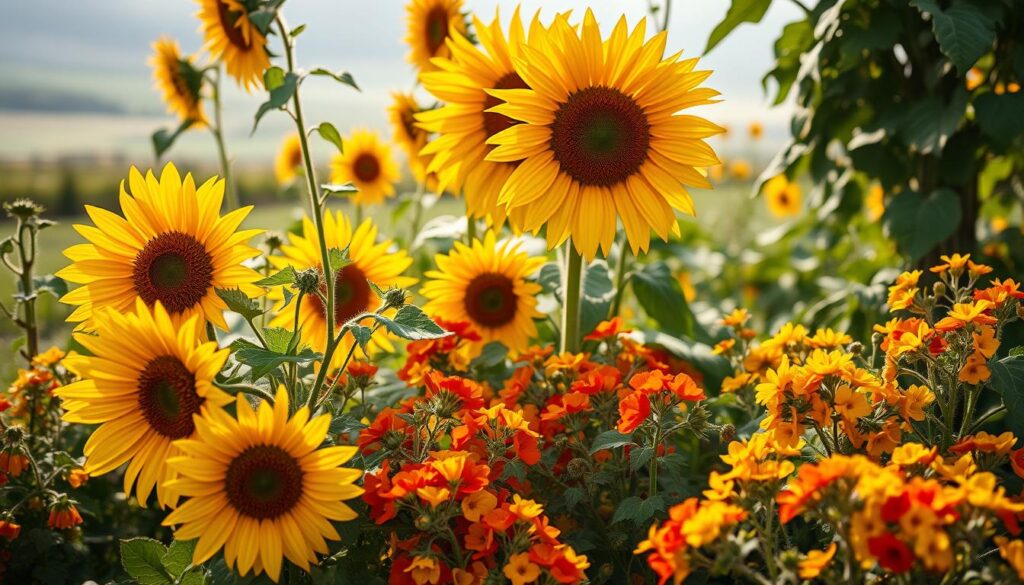 sunflowers and nasturtiums