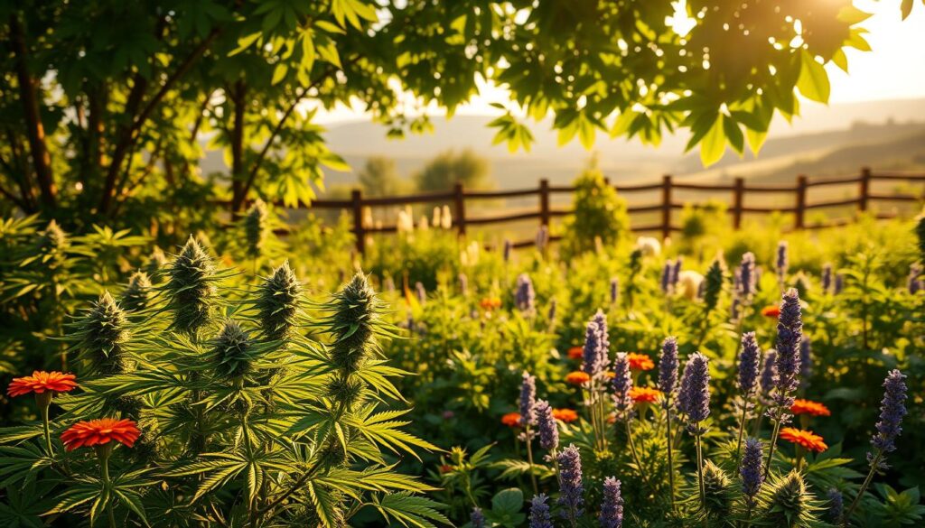 sustainable gardening practices with cannabis companion plants