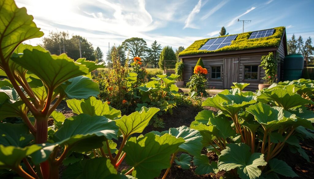 sustainable gardening with rhubarb
