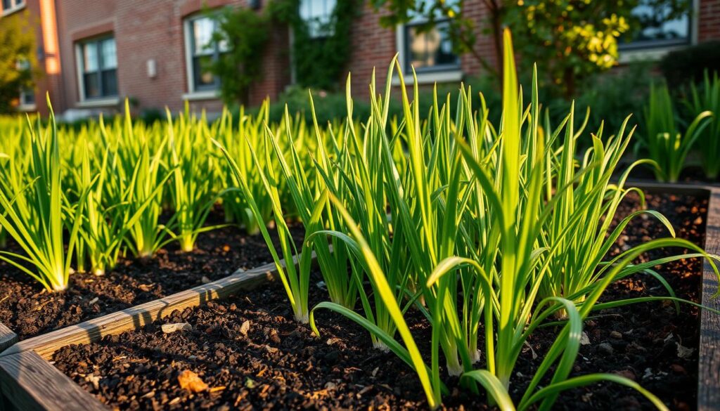 urban gardening with garlic