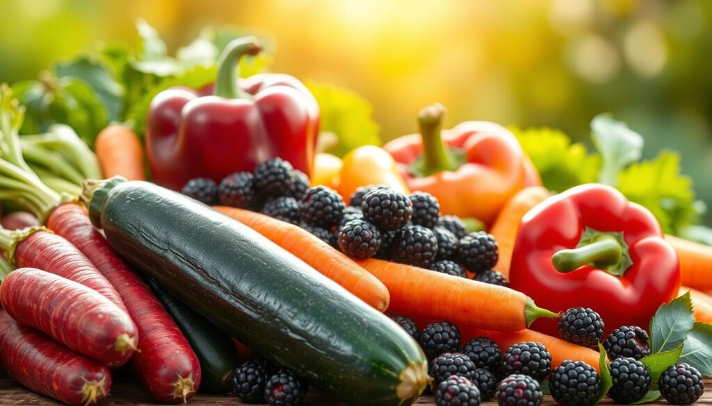 vegetables with blackberries