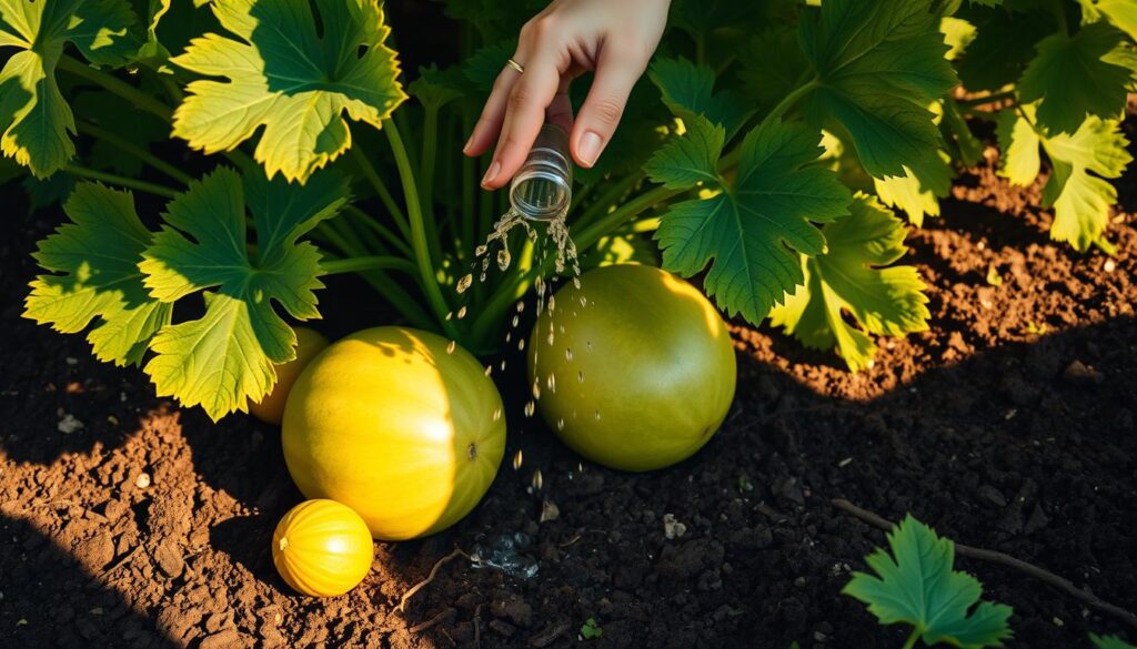 watering cantaloupe