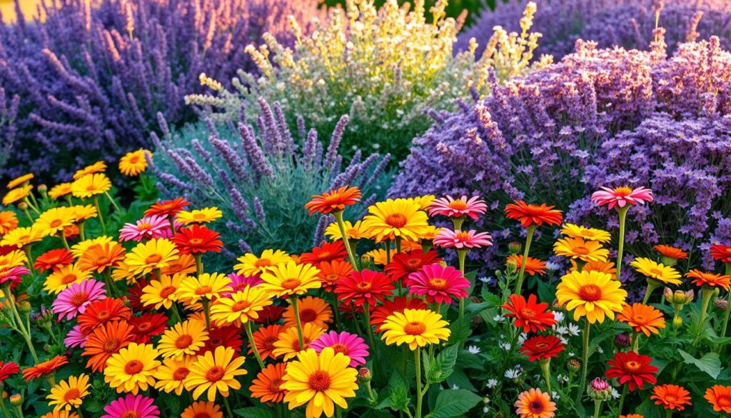 zinnia flower bed companions