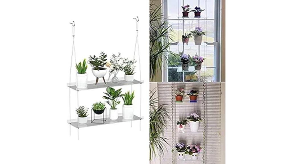 acrylic two tier plant shelves