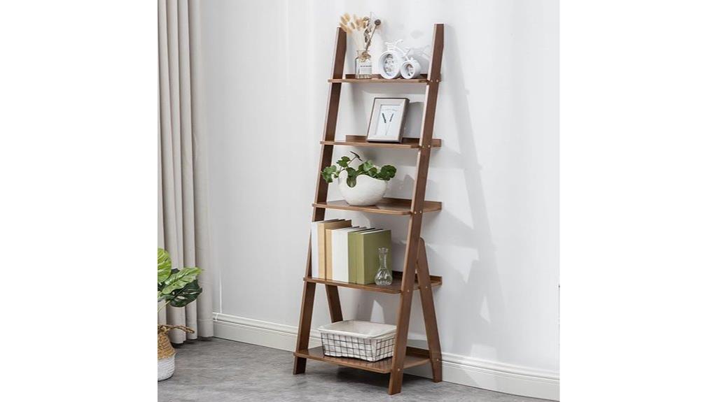 bamboo 5 tier bookcase