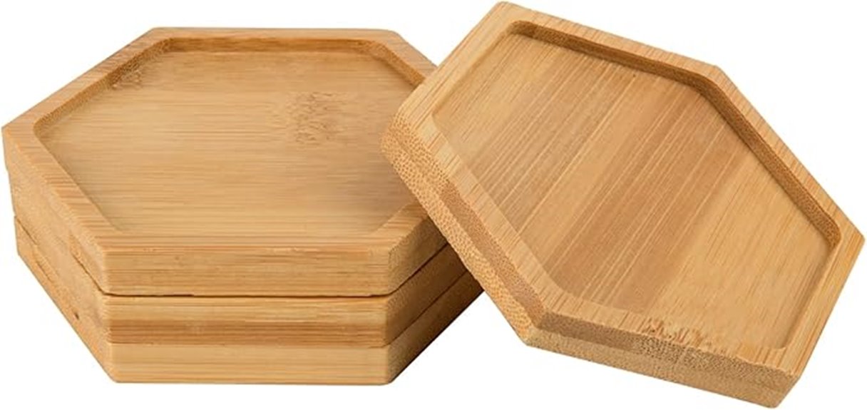 bamboo plant saucer set
