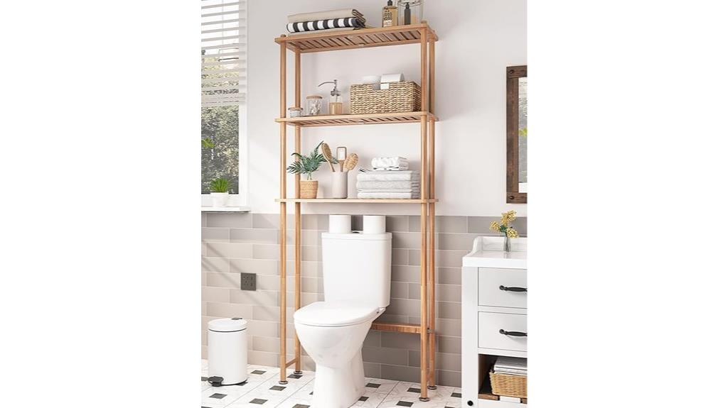 bamboo toilet storage shelf