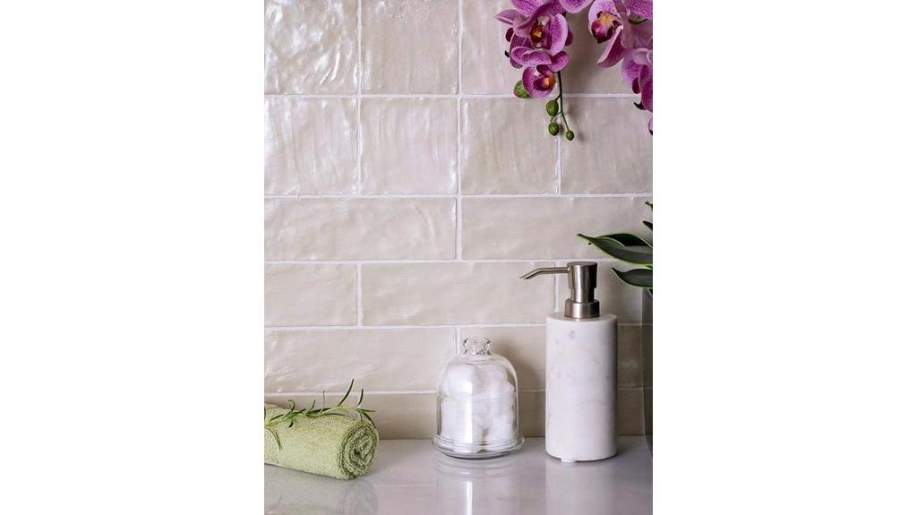 beige polished subway tiles