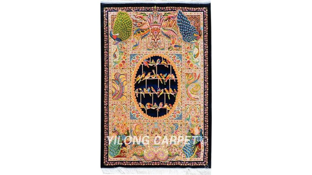 birds design silk rug