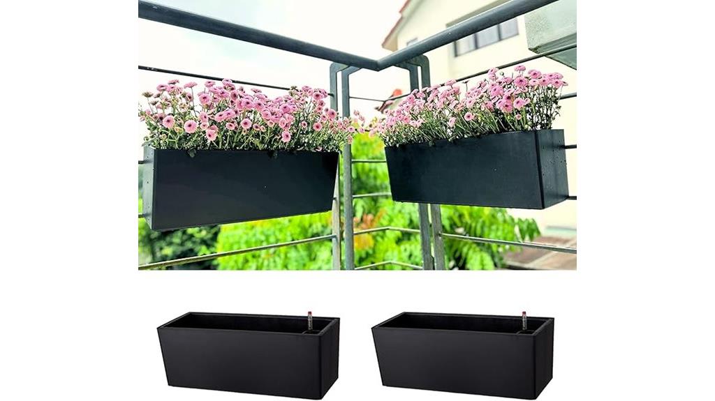 black 14 inch planter set