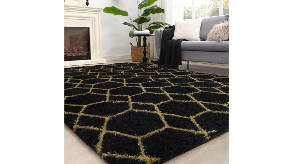 black fluffy room rug