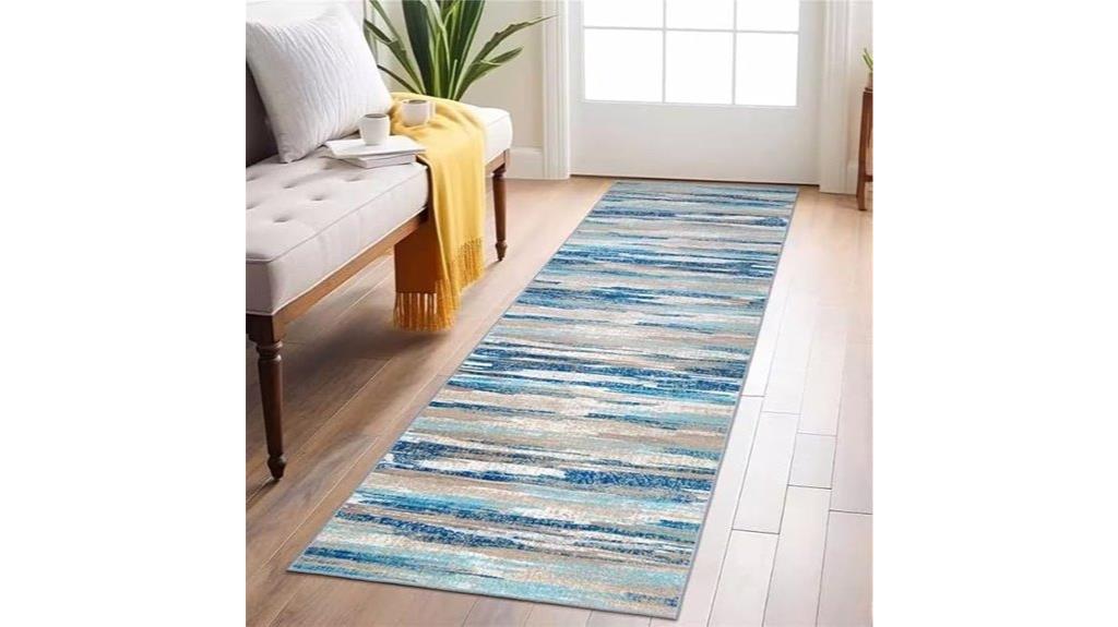 blue abstract kitchen rug