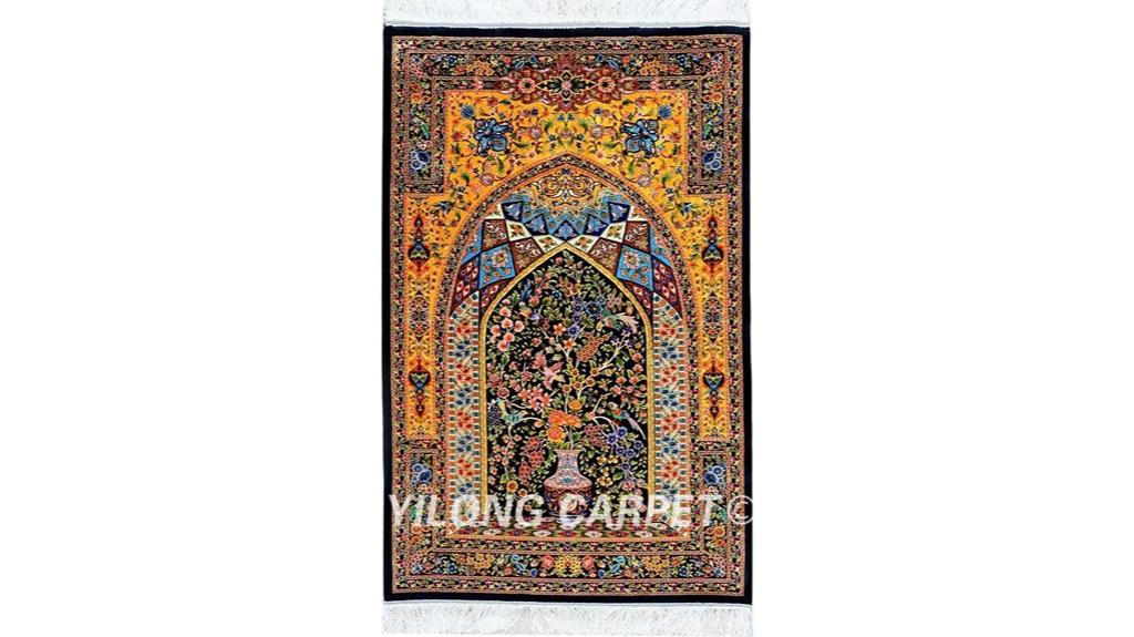blue handmade silk rug