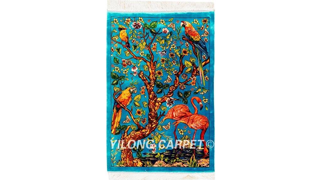 blue handmade silk rug