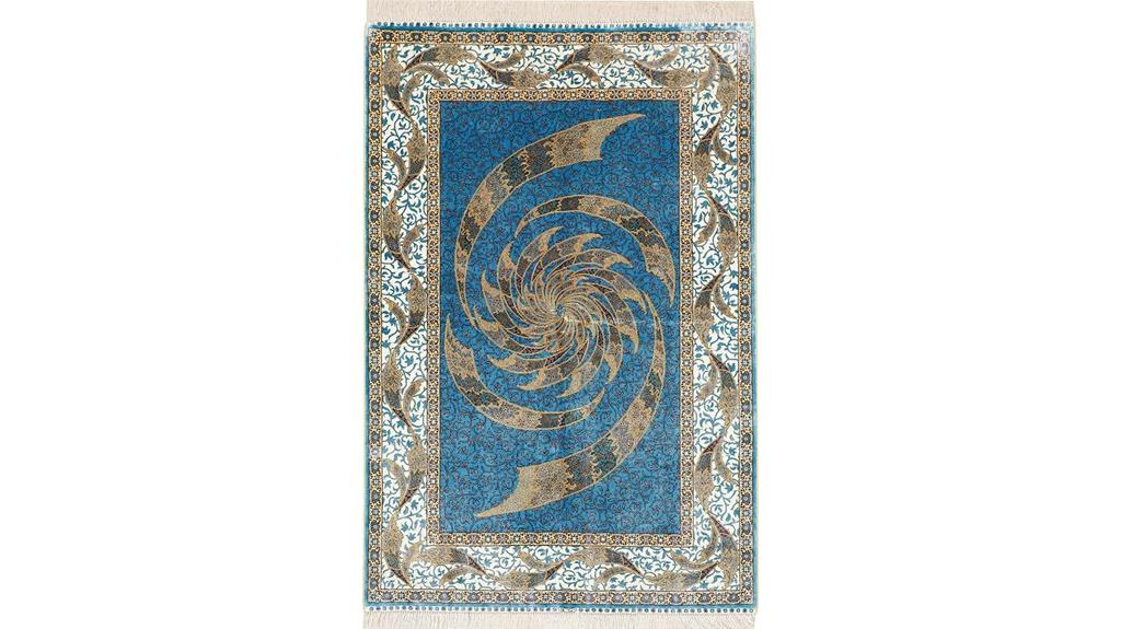 blue handwoven medallion rug