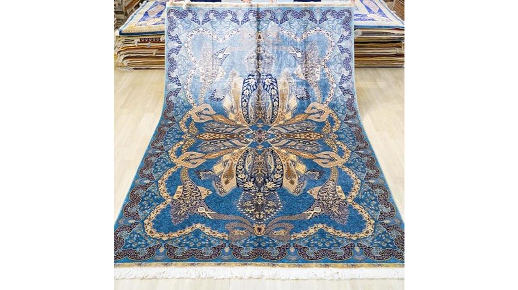 blue handwoven silk rug