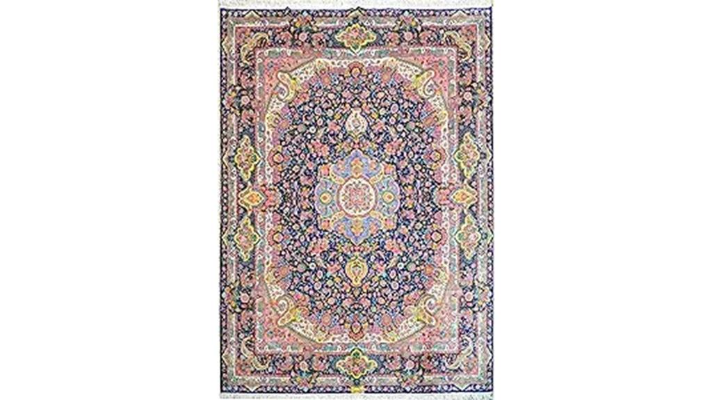 blue handwoven silk rug