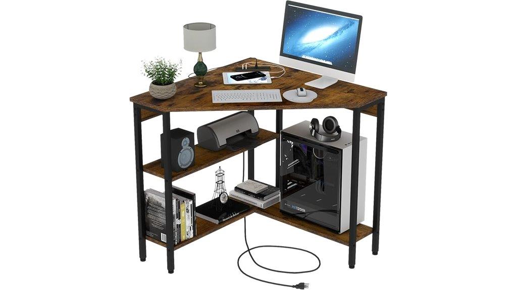 corner desk with outlets