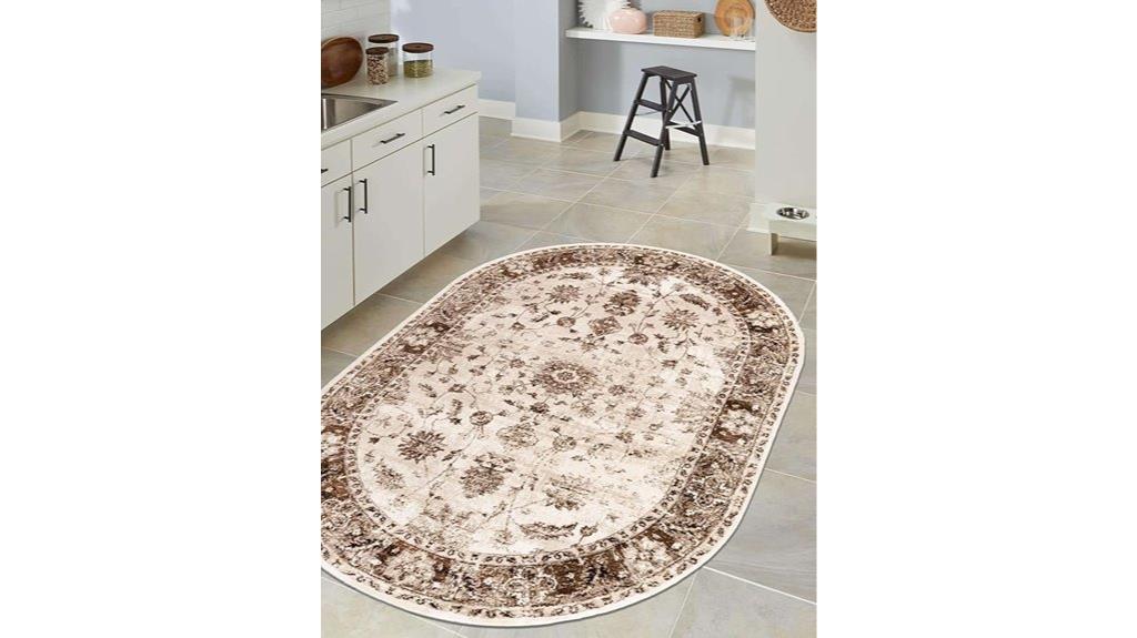 cream beige oval rug