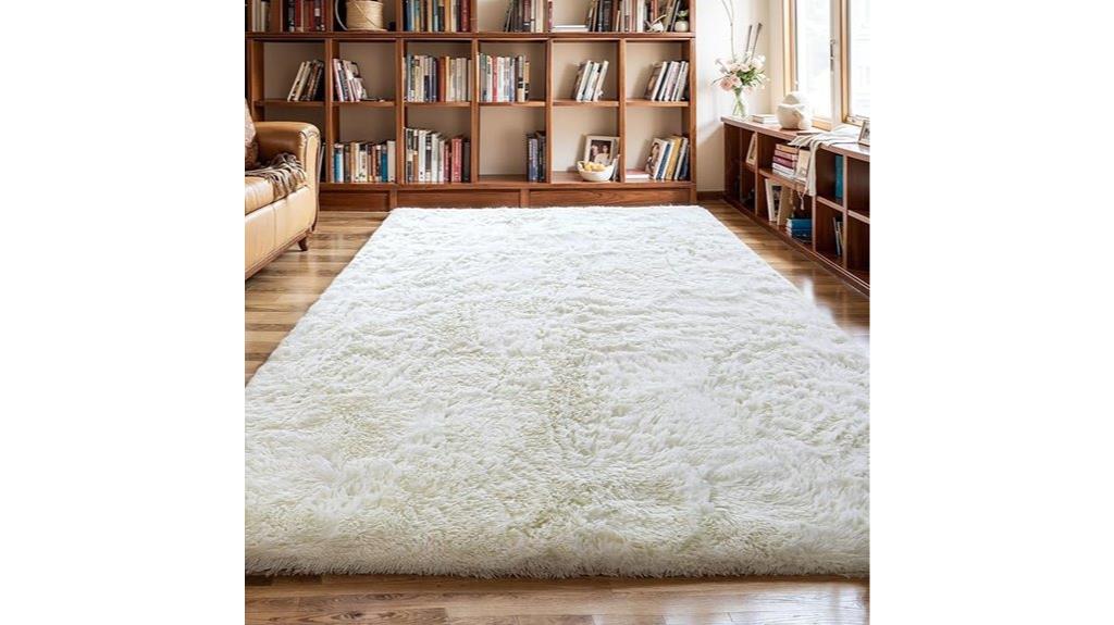 cream white shag rug