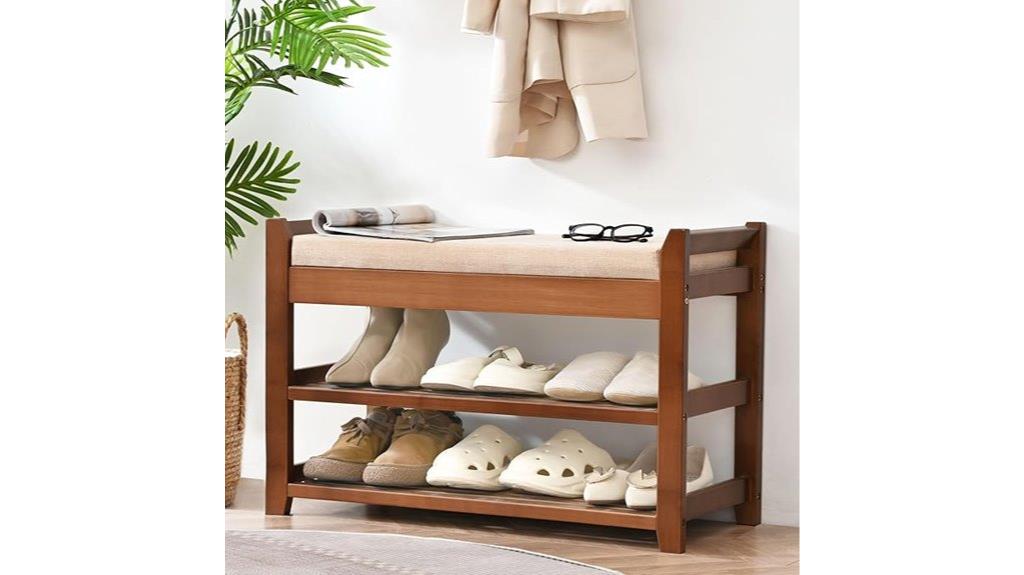 cushioned shoe storage bench