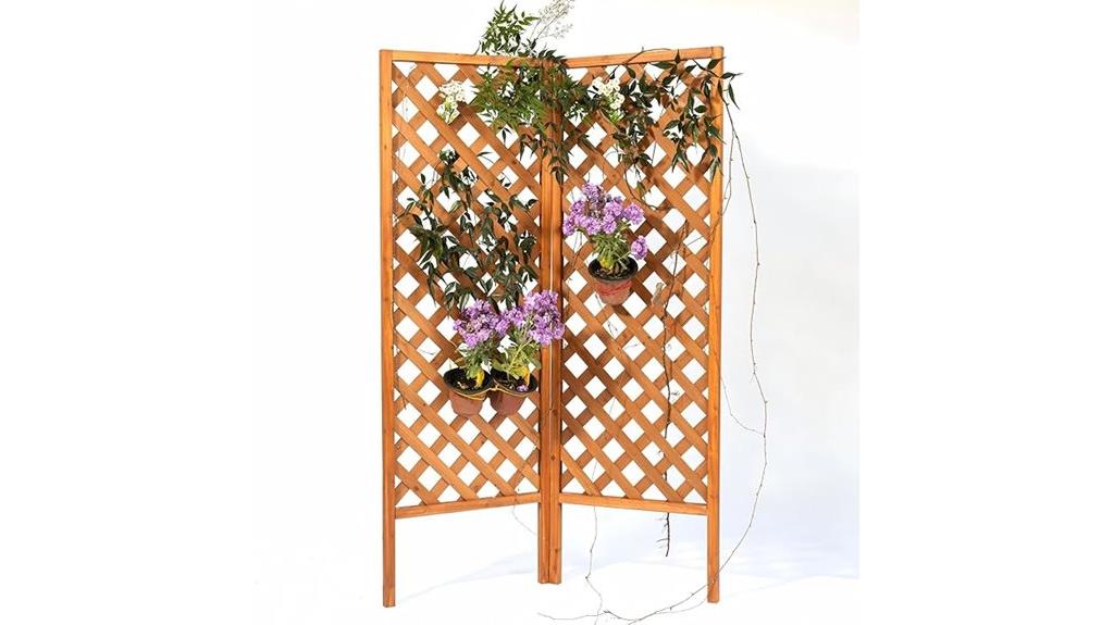 dual wooden garden trellises