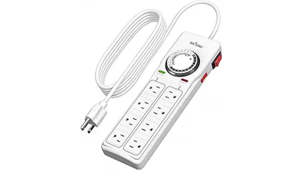 eight outlet timer surge protector