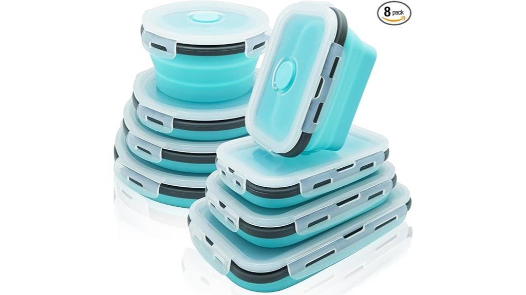 eight silicone food containers