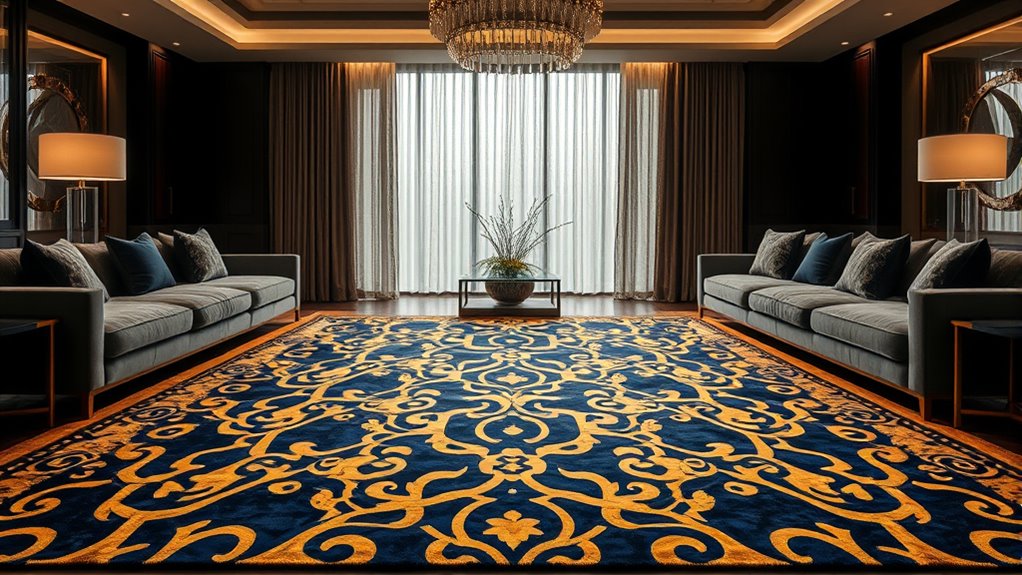 elegant geometric silk rugs