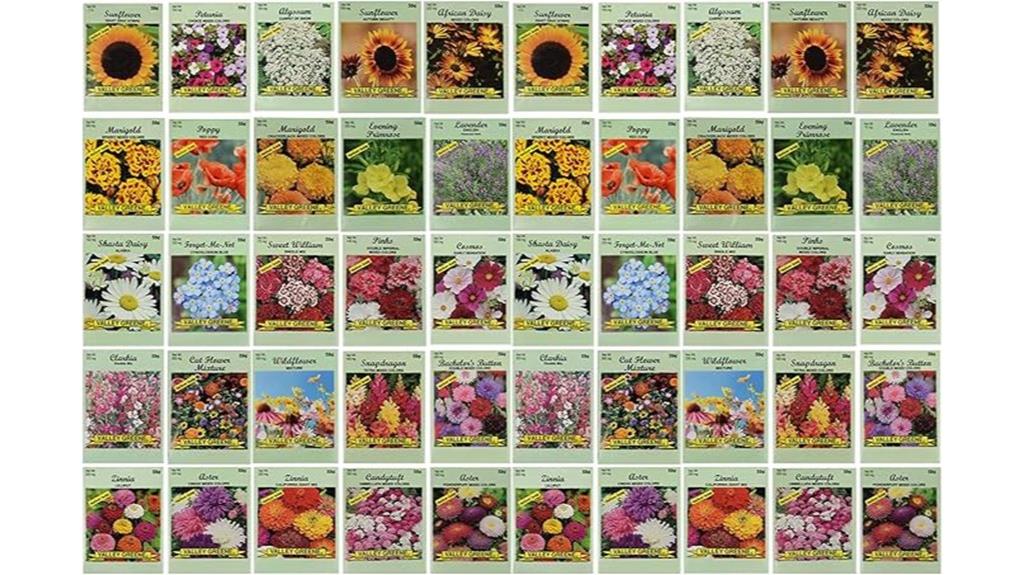 fifty flower seed packets