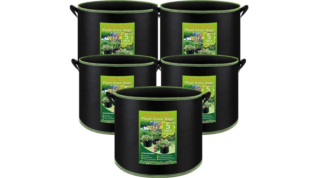 five pack 10 gallon grow bags