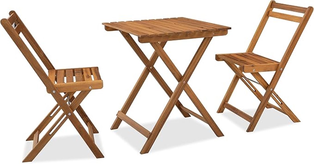 folding acacia bistro set