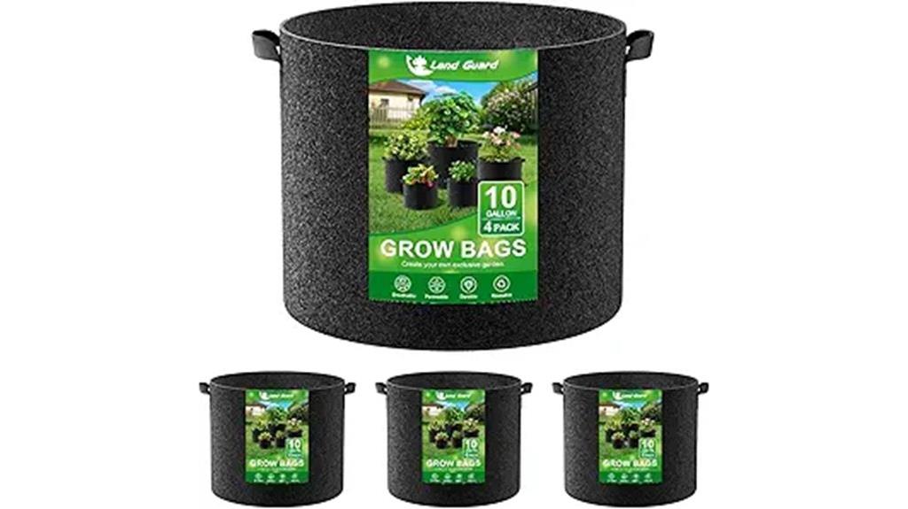 four 10 gallon fabric grow bags