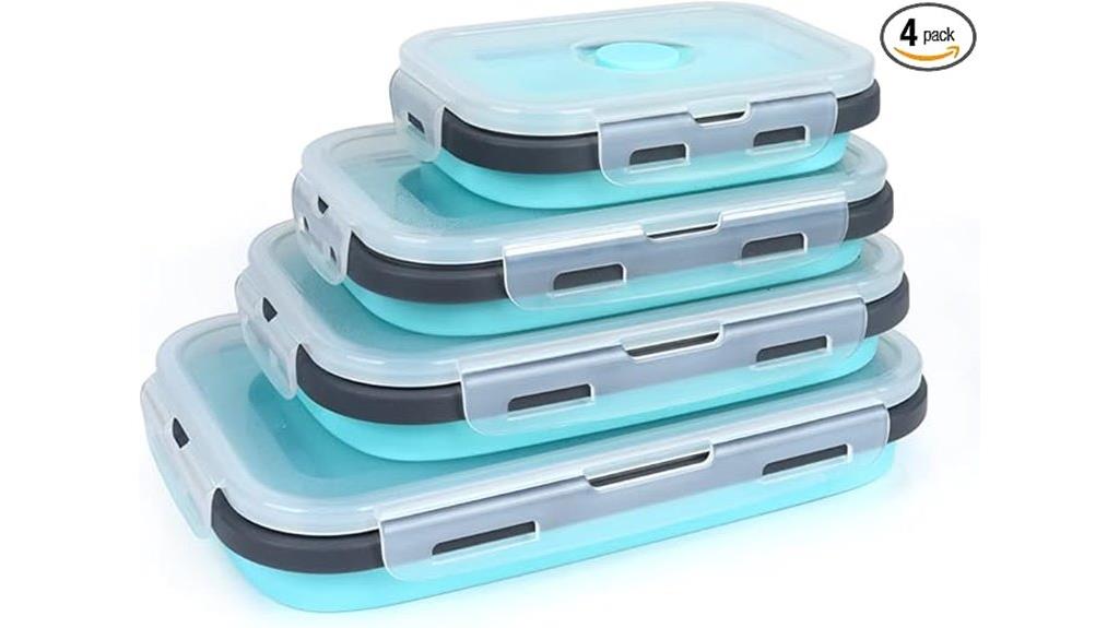 four silicone food containers