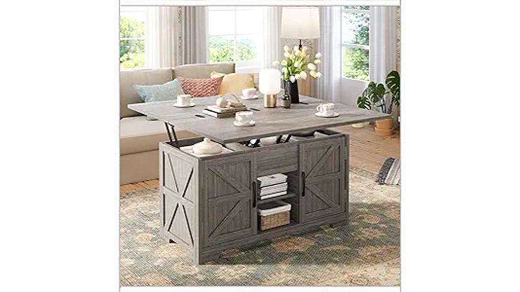 grey lift top storage table