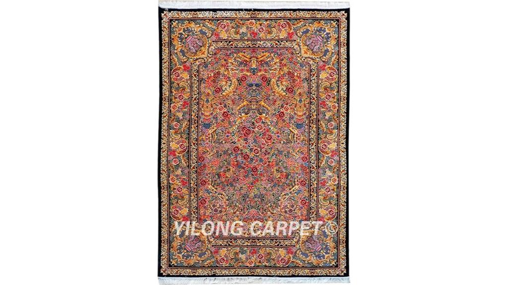 handmade silk floral rug