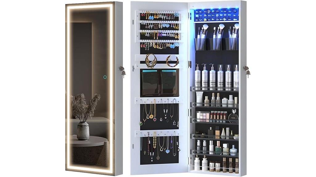 illuminated mirror jewelry cabinet