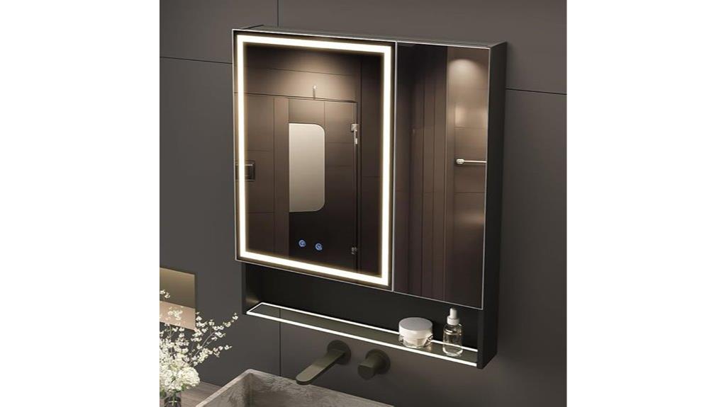 illuminated storage mirror cabinet